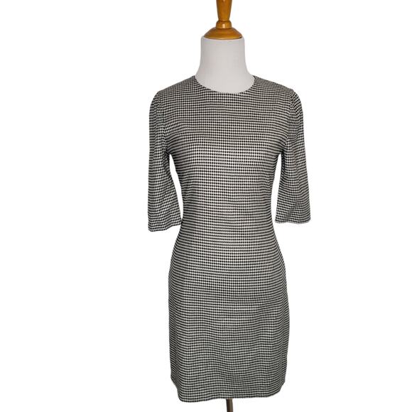 Alice + Olivia Delora Mini Dress Houndstooth Sheath Wool Graphic Women 4 - Picture 2 of 13